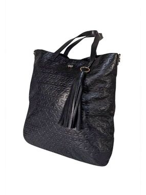 Anya Hindmarch Classic Leather Embossed Bow Tassel Tote with Crossbody Strap